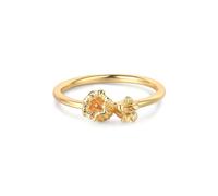 JPXXFM Birth Flower Ring for Women Plated Floral Minimalist Stackable Finger Jewelry Birthday Gifts for Girls 12 Months