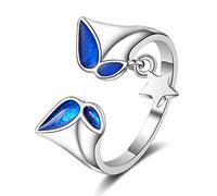 JPXXFM Blue butterfly ring open female star personality tail ring niche design jewelry gift