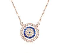 JPXXFM & Blue Crystal Evil Eye Necklace for Women, Delicate Hollow Round Choker, Fashionable Jewelry Gift for Her