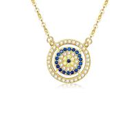 JPXXFM & Blue Crystal Evil Eye Necklace for Women, Delicate Hollow Round Choker, Fashionable Jewelry Gift for Her
