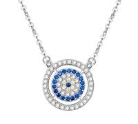 JPXXFM & Blue Crystal Evil Eye Necklace for Women, Delicate Hollow Round Choker, Fashionable Jewelry Gift for Her