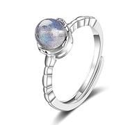 JPXXFM blue moonstone ring female niche design net red simple ring cold wind adjustable
