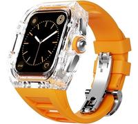 JPXXFM Boîtier de montre transparent avec kit de modification de bracelet en fluoroine, pour 8 7 6 SE 5 4 45 mm 44 mm Modification et mise à niveau