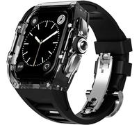 JPXXFM Boîtier de montre transparent avec kit de modification de bracelet en fluoroine, pour 8 7 6 SE 5 4 45 mm 44 mm Modification et mise à niveau