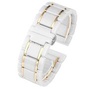 JPXXFM Bracelet de montre de luxe en céramique et acier inoxydable 20 mm 22 mm noir doré pour homme et femme