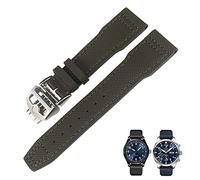 JPXXFM Bracelet de montre en cuir de vachette noir bleu vert 21 mm 20 mm pour IWC IW377714 MARK18 PILOT STOP GUN