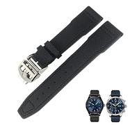 JPXXFM Bracelet de montre en cuir de vachette noir bleu vert 21 mm 20 mm pour IWC IW377714 MARK18 PILOT STOP GUN