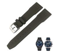 JPXXFM Bracelet de montre en cuir de vachette noir bleu vert 21 mm 20 mm pour IWC IW377714 MARK18 PILOT STOP GUN
