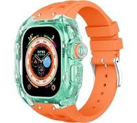 JPXXFM Bracelet de montre en fluor de 49 mm + kit de modification de boîtier transparent, pour 49 mm, bracelet de luxe en de silicone, pour remplacement de la