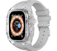 JPXXFM Bracelet de montre en fluor de 49 mm + kit de modification de boîtier transparent, pour 49 mm, bracelet de luxe en de silicone, pour remplacement de la