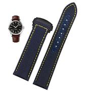 JPXXFM Bracelet de montre en toile de 19 mm 20 mm pour Omega 300 AT150 Bracelet de montre en cuir et nylon pour homme Bleu Noir