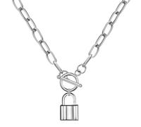JPXXFM Coin Rocker Women, Toggle Paper Clip Chain Padlock Pendant Necklace - Clasp and Key, Heart, Coin Chain Pendant Necklace