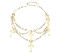 JPXXFM Collier de croix dée pendentif croix sautoir fantaisie colliers gothiques pour femmes collier femme collier croix femme bijoux minimalistes pour femmes alliage Golden