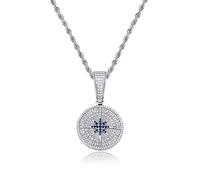 JPXXFM Compass Pendant Necklace for Women, Sparkling Blue Crystal & North Star Design, Travel-Inspired Chain Necklace, Unique Jewelry Gift for Her