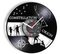 JPXXFM Constellation Orion Wall Clock Made Of Real Vinyl Record Zodiac Inspired Timepiece Romantic Starlit Artwork Decor Music