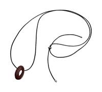 JPXXFM Contemporary Long Black Cord Necklace Sophisticated Agate Round Sphere Pendant Necklace with Black Rope for Women