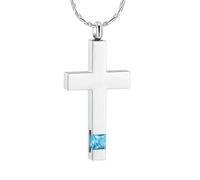 JPXXFM Cremation Jewelry Birthstones Cross Urns Pendant Memorial for Human Pet Ashes Locket Keepsake for Women Men