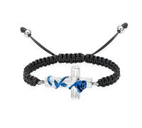 JPXXFM Cremation Jewelry for Ashes Rose Flower Cross for Ashes for Women Adjustable Braided Rope Keepsake Bracelet-