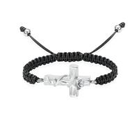 JPXXFM Cremation Jewelry for Ashes Rose Flower Cross for Ashes for Women Adjustable Braided Rope Keepsake Bracelet-