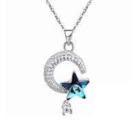 JPXXFM crescent moon & star crystal pendant for fine jewelry presents