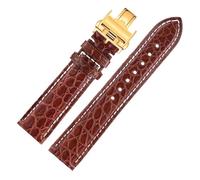 JPXXFM Crocodile Watchband Compatible with Master L2 L3 L4 L2.628 L2.673 Strap Bracelet 19mm 21mm 22mm(Brown White-Gold,19mm)