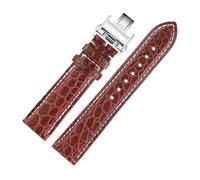 JPXXFM Crocodile Watchband Compatible with Master L2 L3 L4 L2.628 L2.673 Strap Bracelet 19mm 21mm 22mm(Brown White-Gold,19mm)