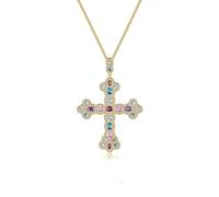 JPXXFM Crystal Cross Pendant Necklace for Women,Vintage Natural Crystal Chain Necklace with Moissanite,Fashion Christmas Jewelry Gift for Her