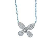 JPXXFM Cut White Sapphire Pendant Necklaces Sterling Silver Butterfly Jewelry
