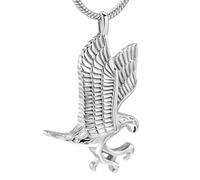 JPXXFM Eagle urn Necklace pendant For Ashes Memorial Jewelry eternity For Men Women symbol of courage and justice-Silver