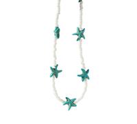 JPXXFM Elegant Turquoises Beaded Choker Sea Star Pendant Adjustable Length Neckchaifor WomeInspired Jewelry