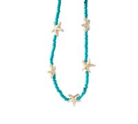 JPXXFM Elegant Turquoises Beaded Choker Sea Star Pendant Adjustable Length Neckchaifor WomeInspired Jewelry