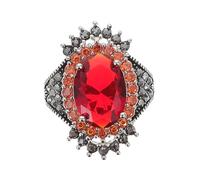 JPXXFM Exaggerated Gemstone Ring Band Rings Big Engagement Ring Diamond Band Rings for Women Rings Retro Ring Women Rings Decor Ring Jewelry The Red Synthetic Gems