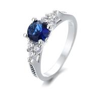 JPXXFM Fashio Silver Oval Blue Sapphire Rings Luxury Engagement Tanzanite Stone Finger Rings Fine