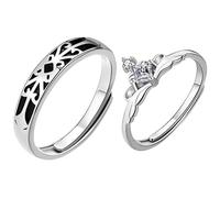 JPXXFM Fashion Finger Jewelry Adjustable Ring Set Couples Open Ring for Wedding His and Her Matching