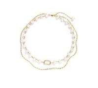 JPXXFM fashion personality freshwater pearl women's double-layer temperament pendant necklace trendy clavicle chain necklaces for women