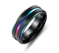 JPXXFM Fashion simple two-color ring stainless steel color unisex couple ring exquisite wedding ring ladies jewelry