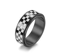 JPXXFM Fashion Spinner Rings for Men Black and White Checkerboard Design Ring Anxiety Rings Wedding Couple Jewelry