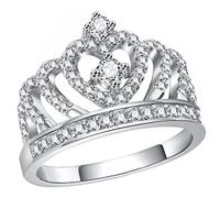JPXXFM Fashionable Crown Ring Adjustable Ring for Girls Silver Jewelry Tiara Finger Women's Set