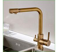 JPXXFM Faucets,Kitchen Sink Taps, All Bronze High End Taps Antdual Use Double Open Pure Water Purifier Water-Tap Double Head Kitchen Faucet Sink Vegetable Pot Hot and Cold Mixed Water 360Deg