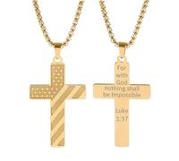 JPXXFM Flag for Men, Inspirational Hip Hop Verse Lettering Pendant, Flag Cross for 4th of July Birthday Necklace