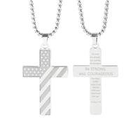 JPXXFM Flag for Men, Inspirational Hip Hop Verse Lettering Pendant, Flag Cross for 4th of July Birthday Necklace