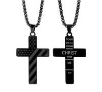 JPXXFM Flag for Men, Inspirational Hip Hop Verse Lettering Pendant, Flag Cross for 4th of July Birthday Necklace