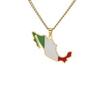 JPXXFM for and Men, Mexico Map with City Pendant Mexico Flag Rural Necklace, Mexico Necklace, for Women