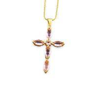 JPXXFM Girls Accessories Religious Cross Pendant Necklace for Women, Plated Jewelry with Marquise and Round Cut Stones necklace