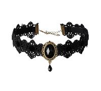 JPXXFM Girls Retro Gothic Lace Elegant Sexy Black Costume Pearls for