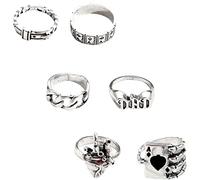 JPXXFM Gothic Heart Rings Gothic Punk Ring Set Set of Rings for Women Men Teen Cosplay Party