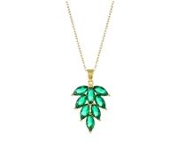 JPXXFM Green leaves necklace for women and girls, green leaf shape four-leaf clover clover green crystal leaves plant leaf clover necklace