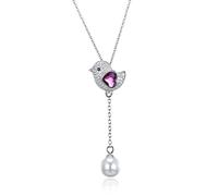 JPXXFM heart crystal pendant necklace shell pearl double pendant jewelry