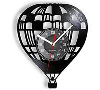 JPXXFM Hot Air Balloon Vintage Vinyl Wall Clock Romantic Fire Balloon High Altitude Entertainment Wall Watch Chic Living Room Decor Music