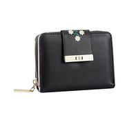 JPXXFM ID Short Wallet Flowers Print Solid Color Zipper Purse Multiple Card Slots Clutch Trackers for Keys and Wallets